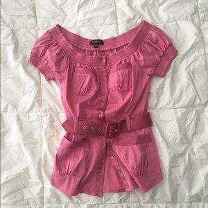 Bebe XS off the shoulder top with matching belt