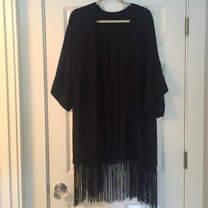 Black fringe, long kimono