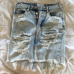 One teaspoon distressed denim skirt
