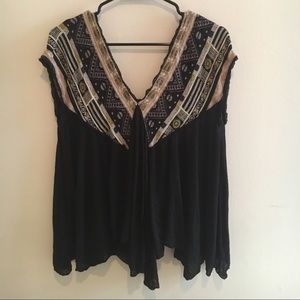 Free People black deep V top
