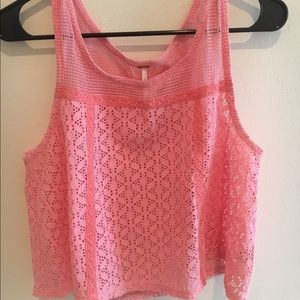 Free People bright pink lace crop top
