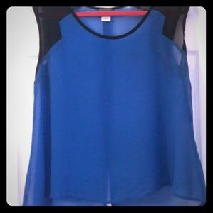 Royal Blue & Black Sheer Top