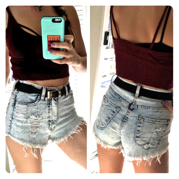 Acid wash Vibrant MIU jean shorts small high waist