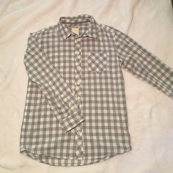 Checkered Plaid Long Sleeve Button Up (L 12-14)