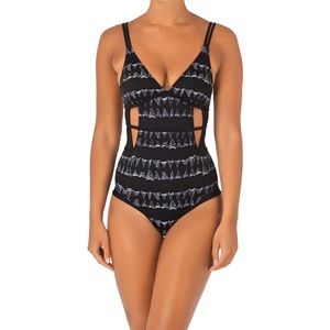 RVCA Shark Teeth Onepiece Swimsuit Size M