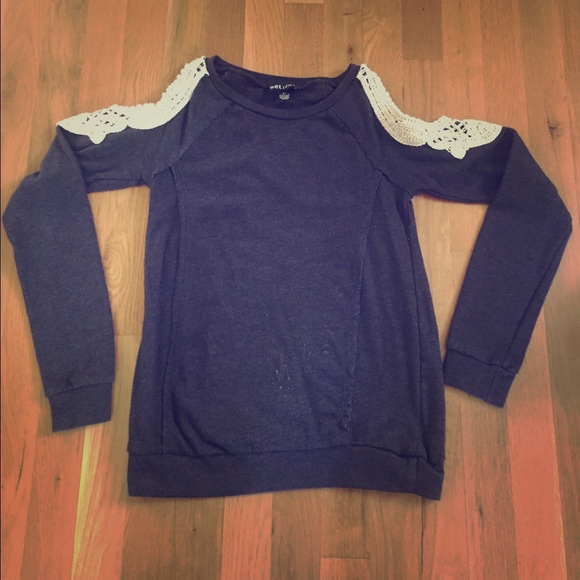 Navy Open Shoulder Sweater