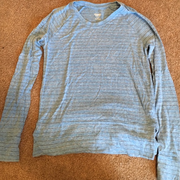 Blue and grey striped shirt