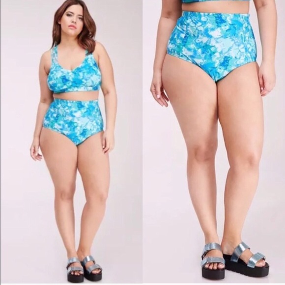 Forever 21 High Waist Blue Swimsuit Bikini 2X