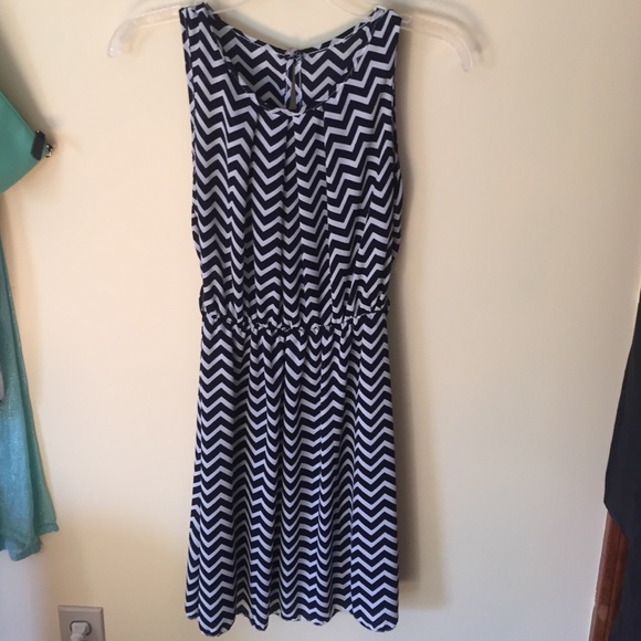 Blue and white zig zag dress