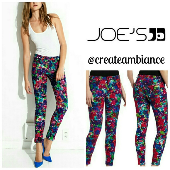 🔥24&26🔥Joe's Floral Print Skinny Ankle Cords