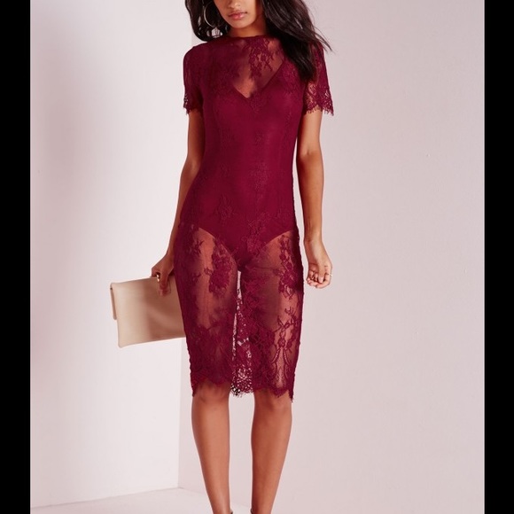 Red lace bodycon dress
