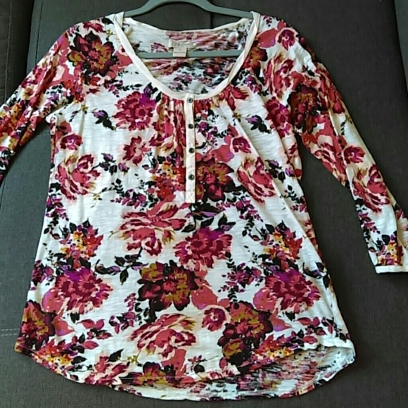 Lucky Brand floral 3/4 shirt
