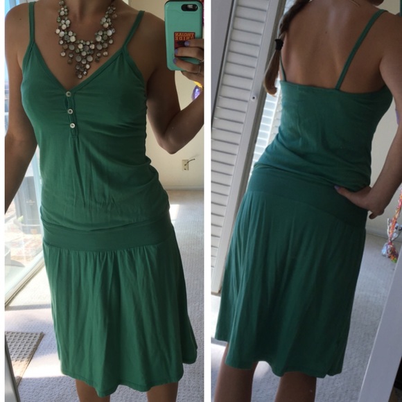 James Perse teal green spaghetti strap midi dress