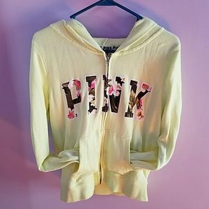 Bright yellow/Floral PINK zip up