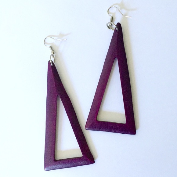 🆕 NWT Plus One wooden triangle earrings