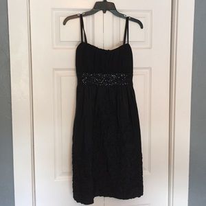 Black sequin empire waist cocktail dress