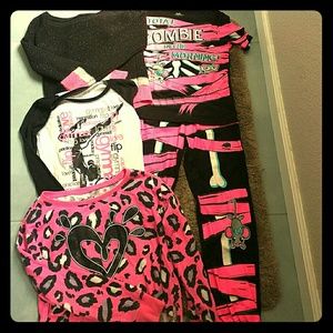 A lot of girls pink and black Justice clothes