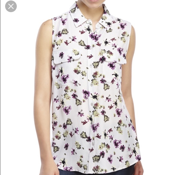 Equipment Tops - Equipment Silk Sleeveless Slim-Fit Floral Blouse