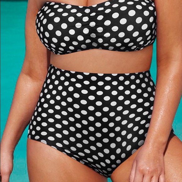 NWT Black & White Dot High Waste Bikini