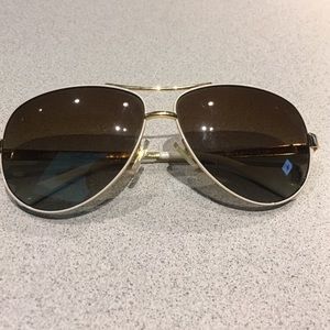 Tory Burch White/Gold Aviator Sunglasses Polarized