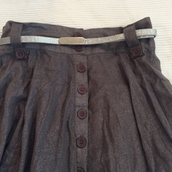 Silver sparkly Anthro Skirt with Belt - Picture 2 of 3