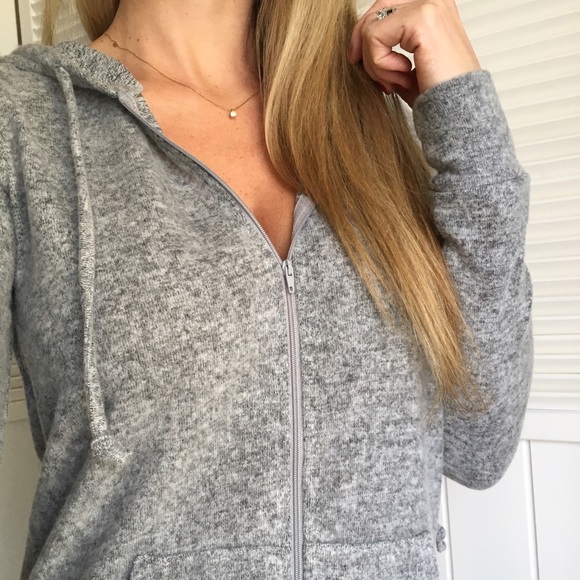Sold• Soft Grey Zip Hoodie - Picture 2 of 4