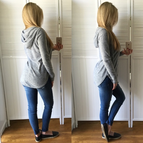 Sold• Soft Grey Zip Hoodie - Picture 3 of 4