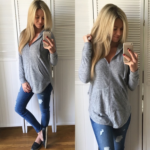 Sold• Soft Grey Zip Hoodie - Picture 4 of 4