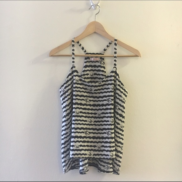 NAUTICAL Navy & White Silk Racerback Tank