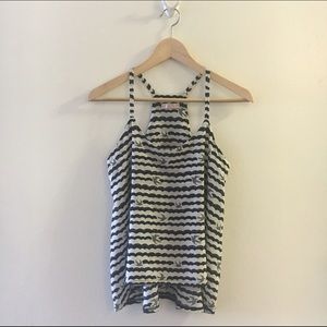 NAUTICAL Navy & White Silk Racerback Tank