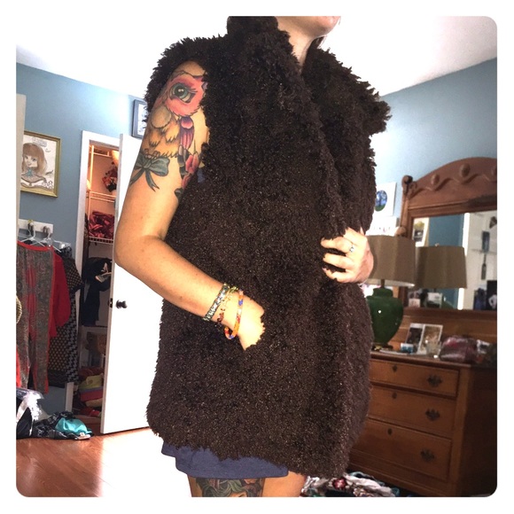 Dark brown faux fur vest!