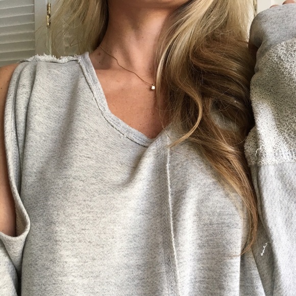 Sold• Light Grey Cold Shoulder Pullover - Picture 2 of 4