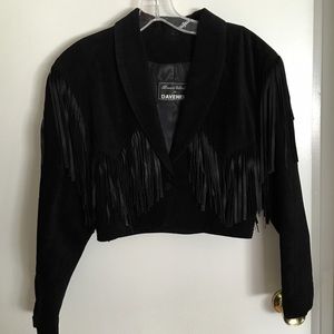 Vintage Black Suede Fridge Cropped Jacket