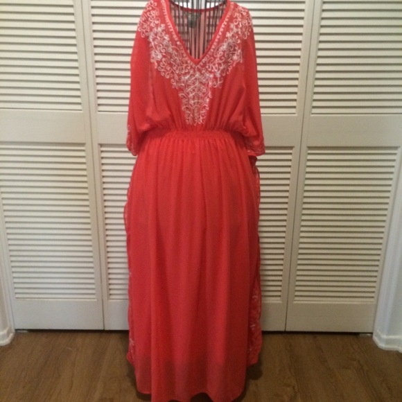 Coral Long Caftan Dress