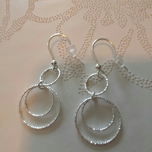 Sparkly silver hoop earrings
