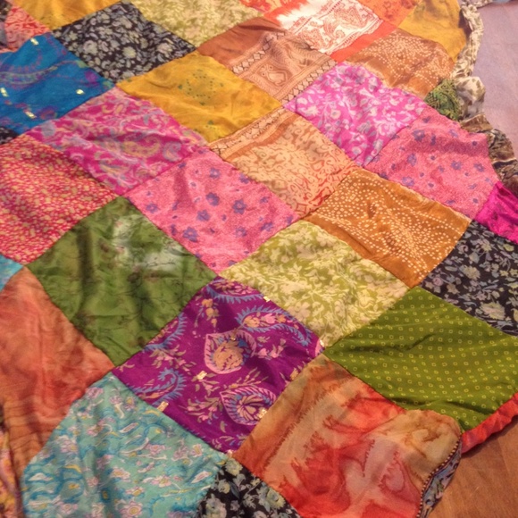 Colorful wrap skirt, patchwork of recycled saris - Picture 4 of 4