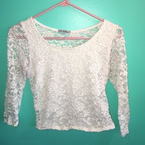 White lace floral crop top!!