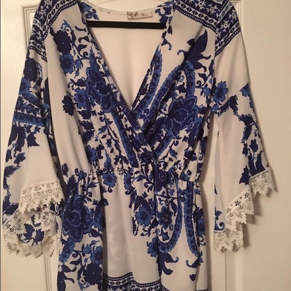 Blue and White romper