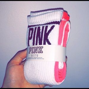 2 Pairs of PINK Victoria Secret Knee High Socks