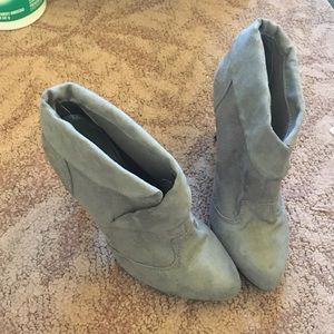 Gray heeled booties (worn once)