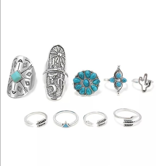 NEW 9 piece boho gypsy ring set - Picture 4 of 4