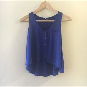 Blue Silk Racerback Tank