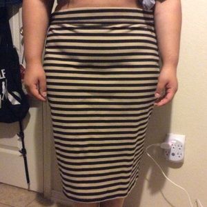 Old Navy Tan Striped Pencil Skirt