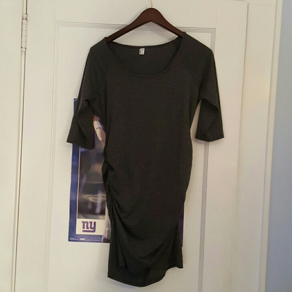 Ruched Side-Split Gray Tunic