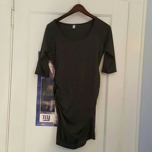 Ruched Side-Split Gray Tunic