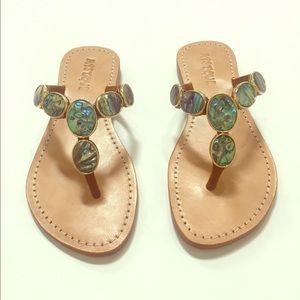 Greenish/ blue embellished sandals