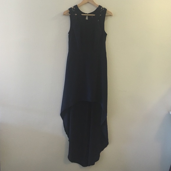 Silk Dark Navy High Low Dress
