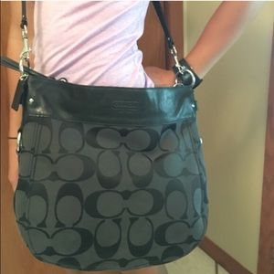 Authentic large black Coach crossbody style purse.
