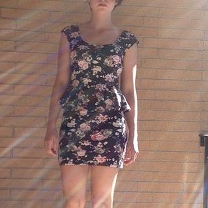 Floral Print Peplum Dress