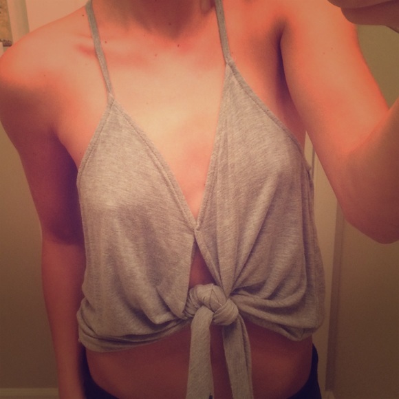 Grey spaghetti strapped dressy tank top